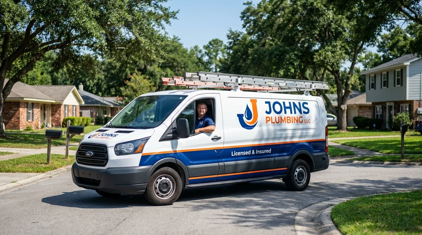 Johns Plumbing LLC service van in East Greenbush, NY