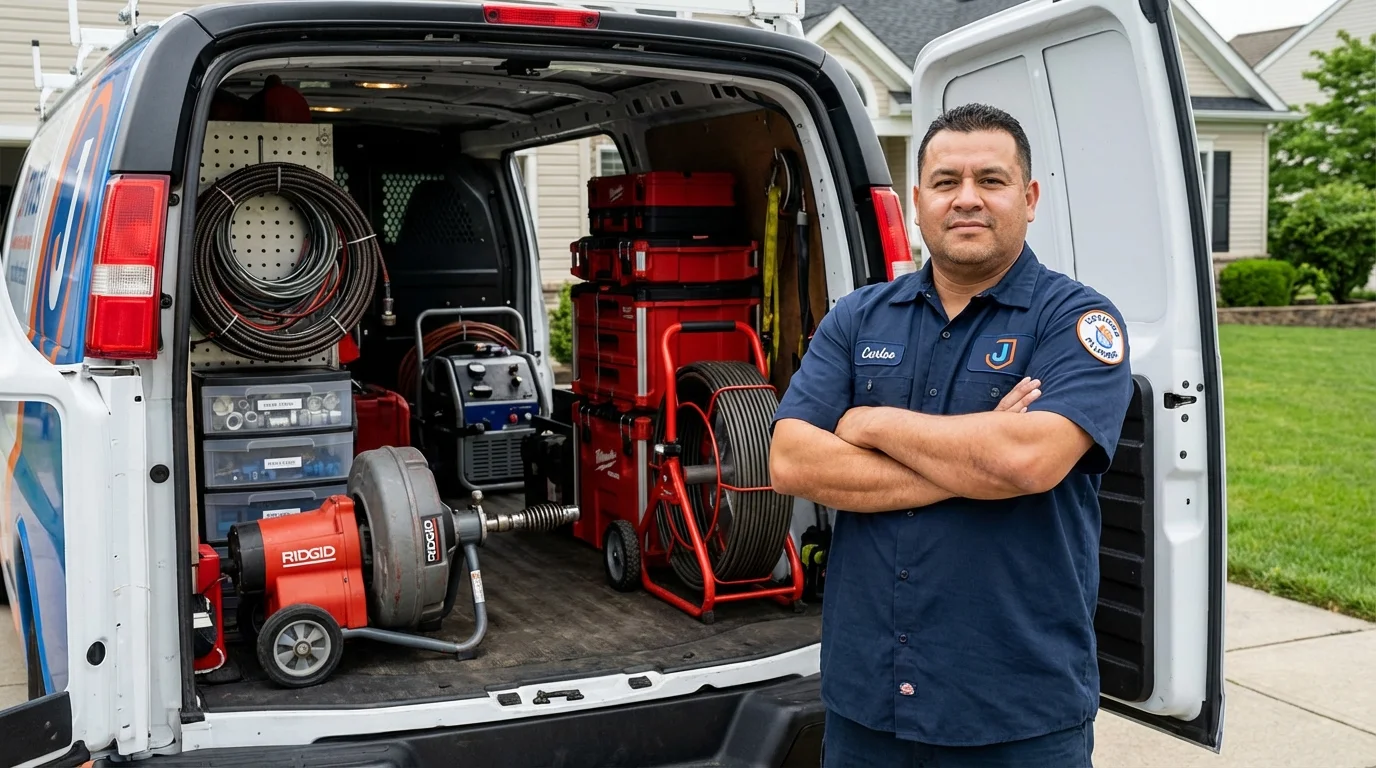 Professional drain cleaning equipment and Johns Plumbing LLC plumber in East Greenbush