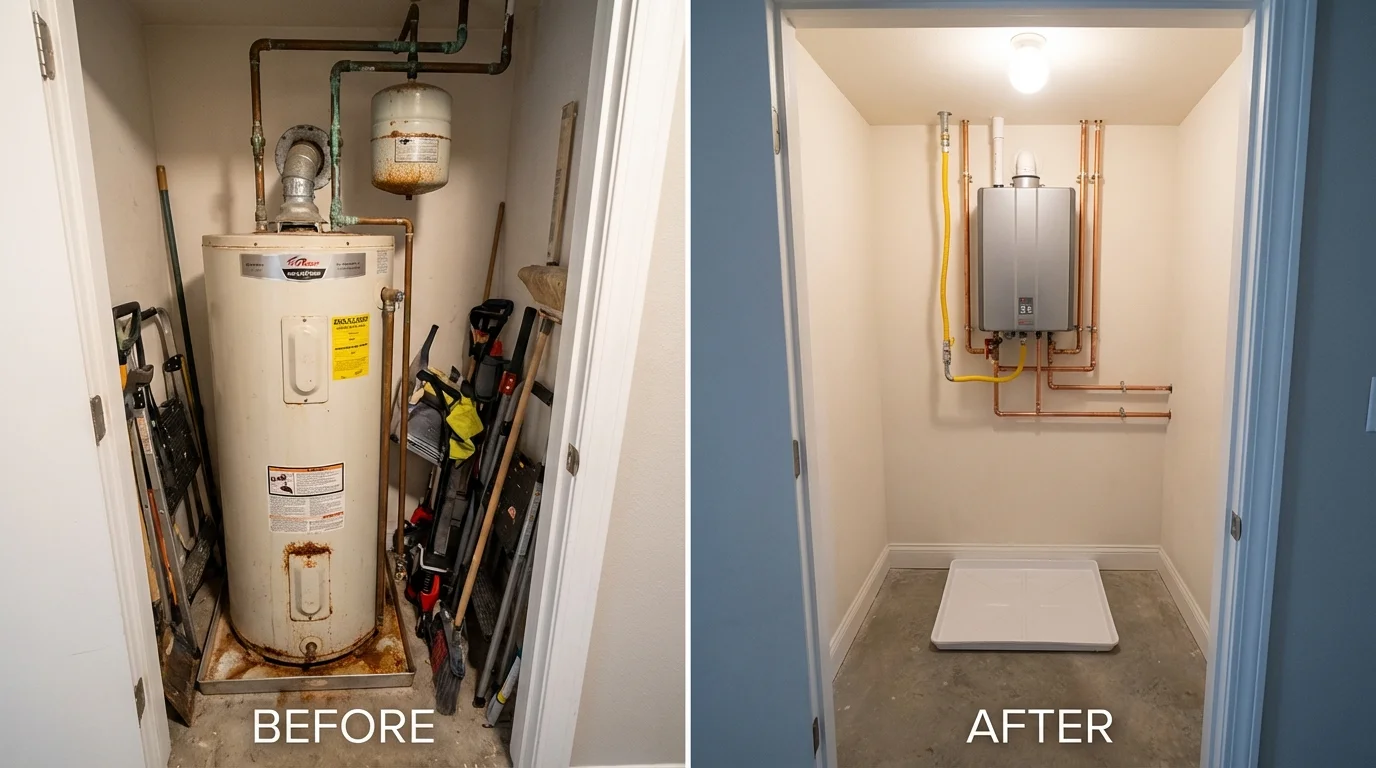 Tank water heater versus wall-mounted tankless unit comparison for East Greenbush, NY homeowners